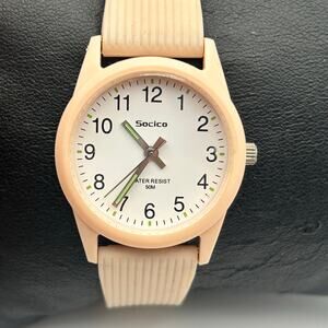 Socico Pink Watch 50M WR St. Steel, Working New Battery